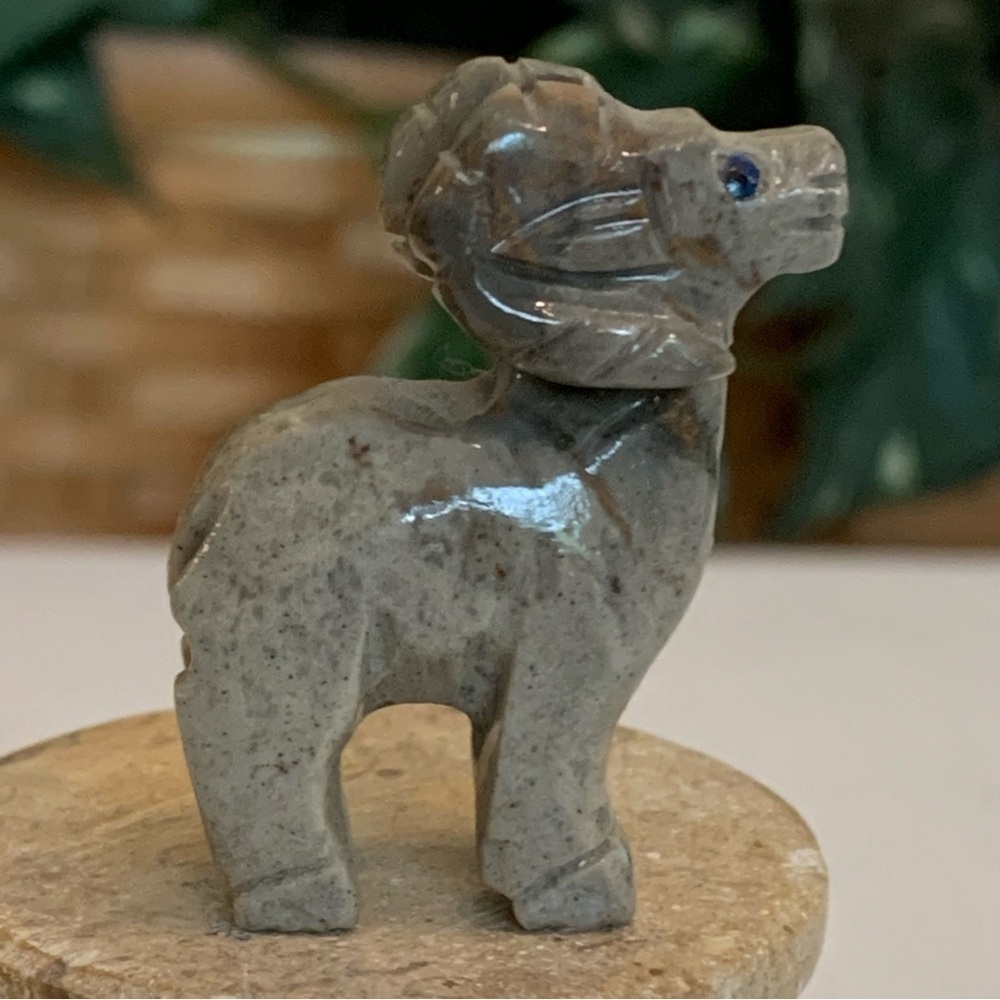 Miniature Ram Stone Carving Mini Figurine Steatite Soapstone Animal Figure 1.5"